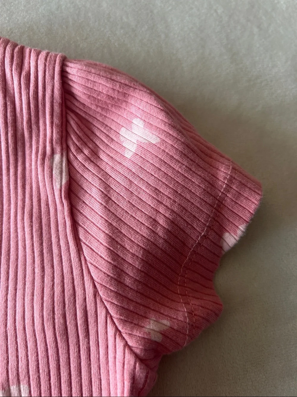 Girls' Pink Ribbed Short Sleeve Top